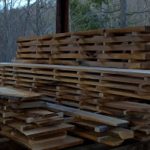 Stacks of cherry boards sawed at Bren Chucks Wood, a division of Pioneer Mountain Homestead