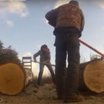 Bren and Chuck handling a small log load.