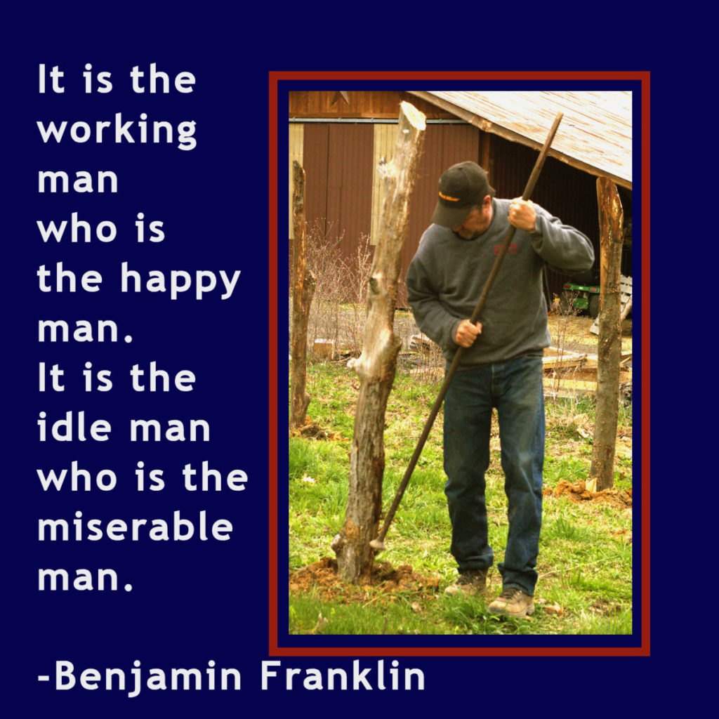 It is the working man who is the happy man.  It is the idle man who is the miserable man. – Benjamin Franklin