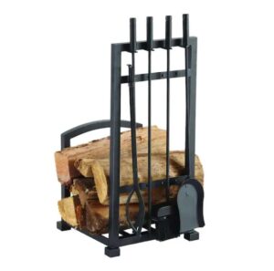 Log holder and fireplace tool set.